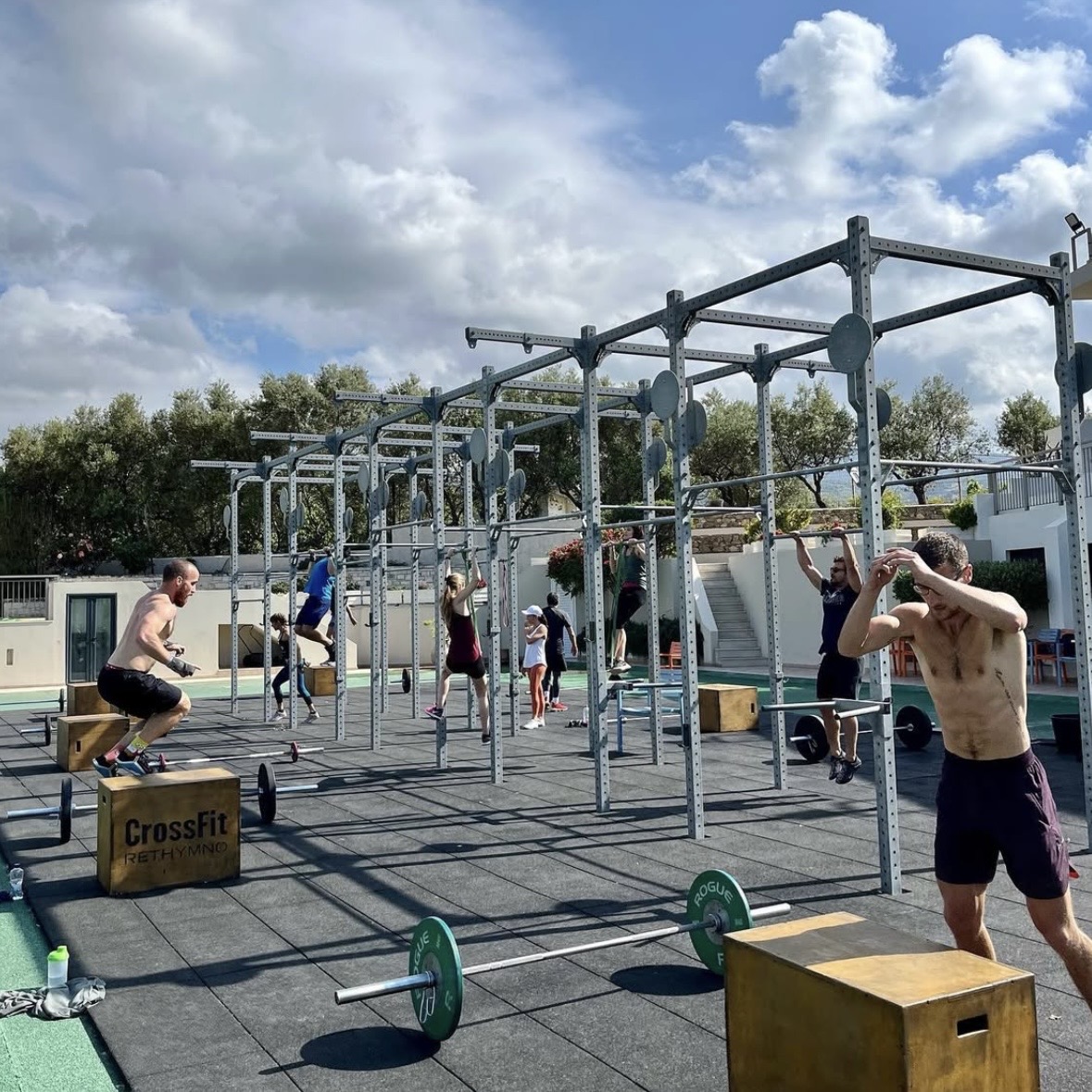 CrossFit Rethymno outdoor rig at night