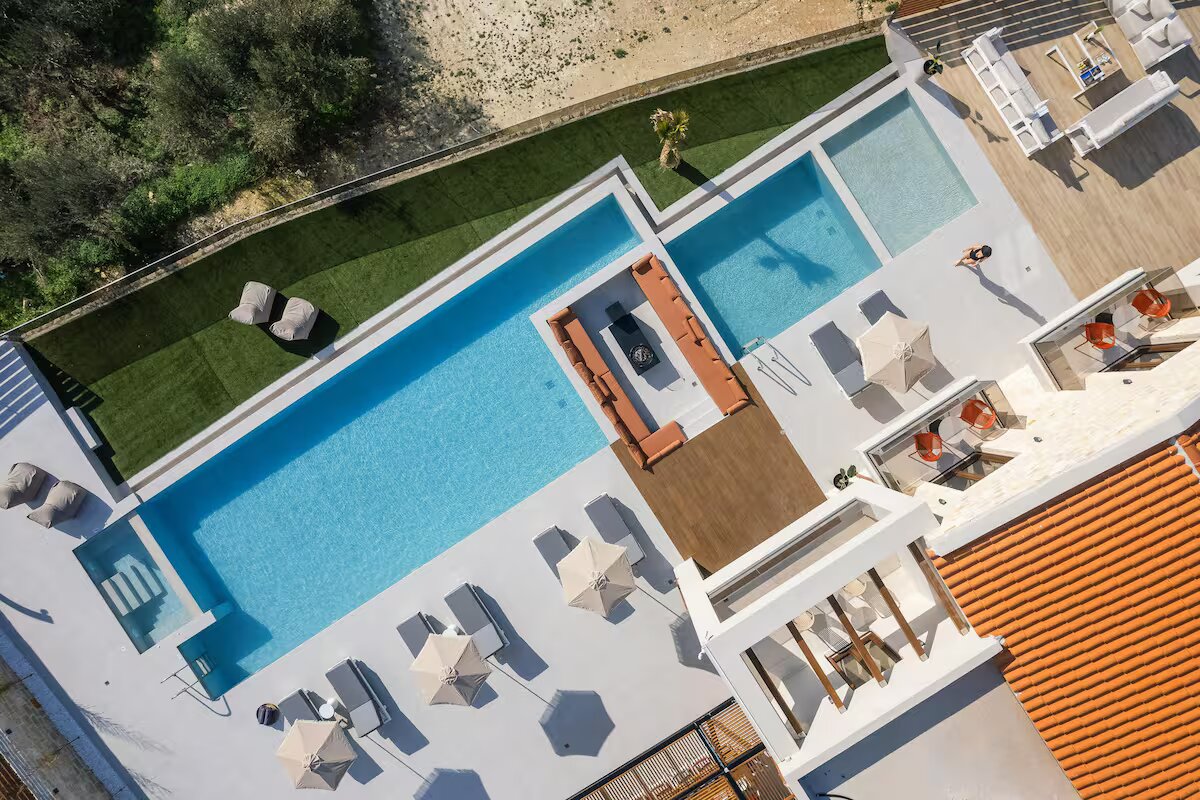 Vellis Residence pool aerial view